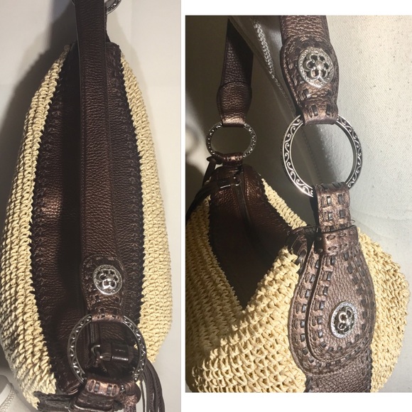 Brighton Straw & Leather shoulder/sachet hand Bag - Picture 5 of 7